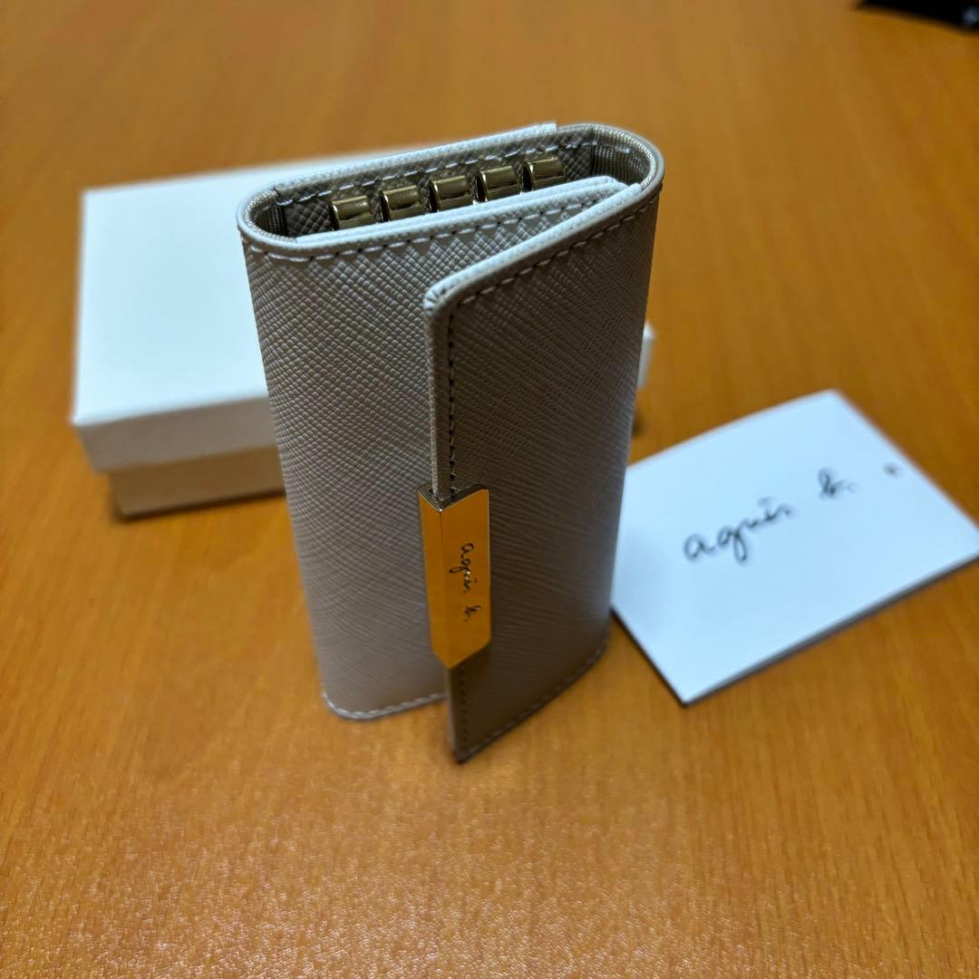 【新品未使用】agnes b. ベージュ×ホワイト　キーケース