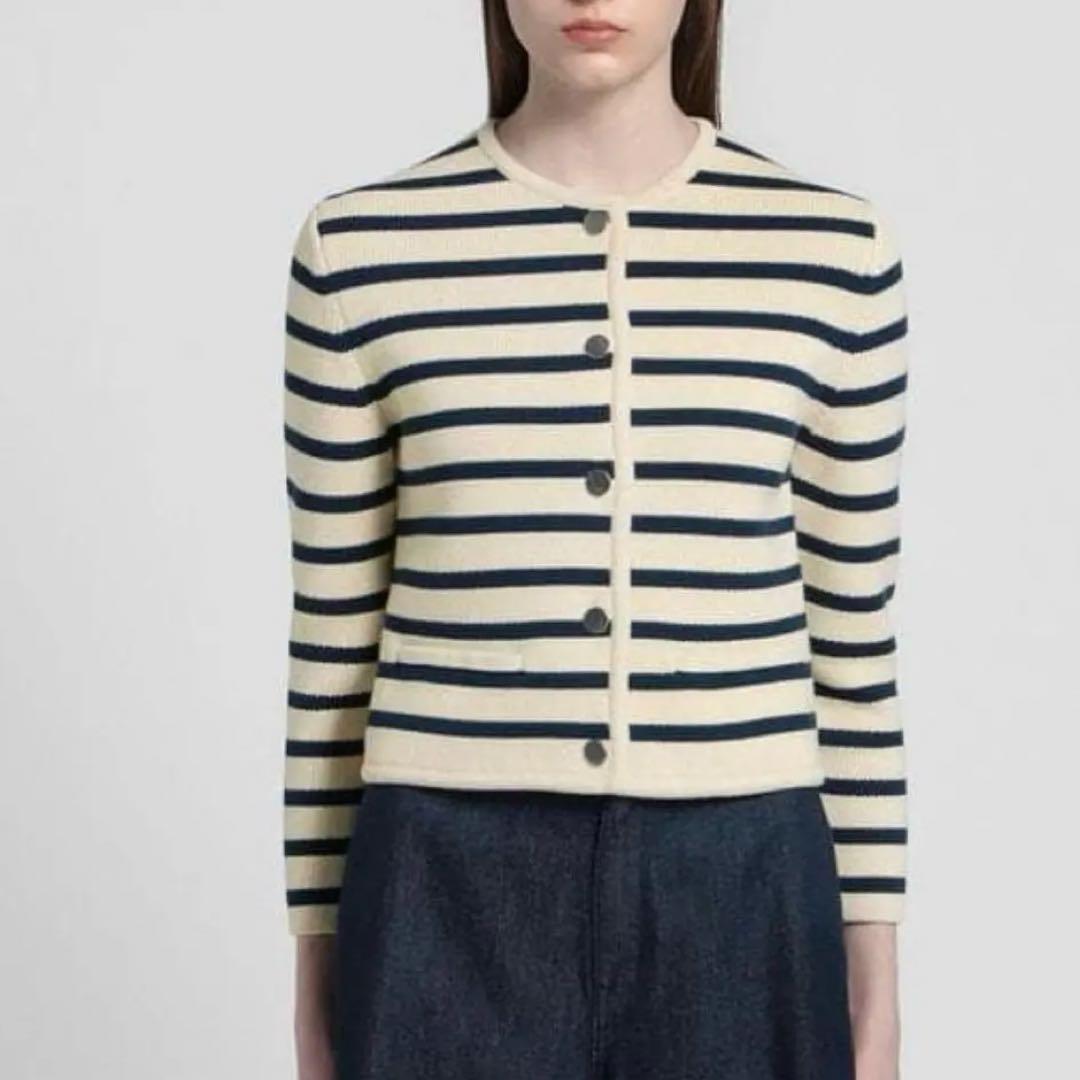 Theory 24SS ウォッシャブル ニット ジャケット ボーダー サイズS