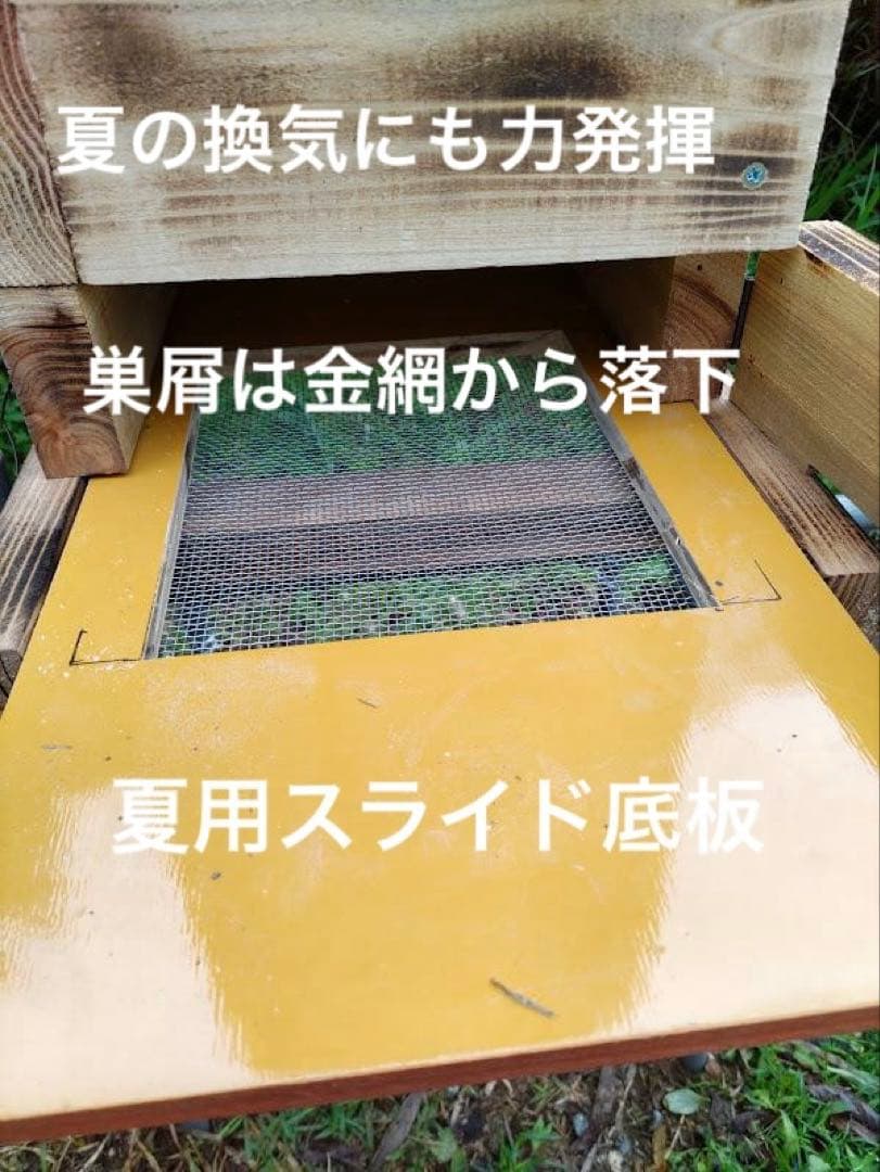 日本蜜蜂 重箱式巣箱４段　スライド底板 スノコ　誘引液300cc付　 セット割有