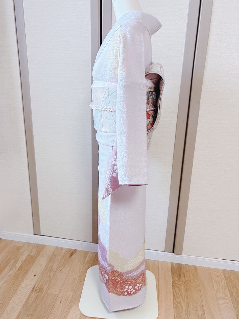 極美品　訪問着　フルセット　裄67 縮緬 卒業式　入学式　お宮参　S M 袋帯