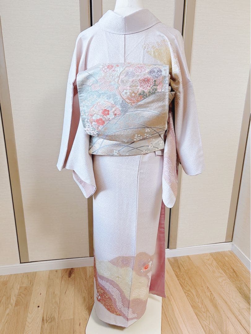 極美品　訪問着　フルセット　裄67 縮緬 卒業式　入学式　お宮参　S M 袋帯