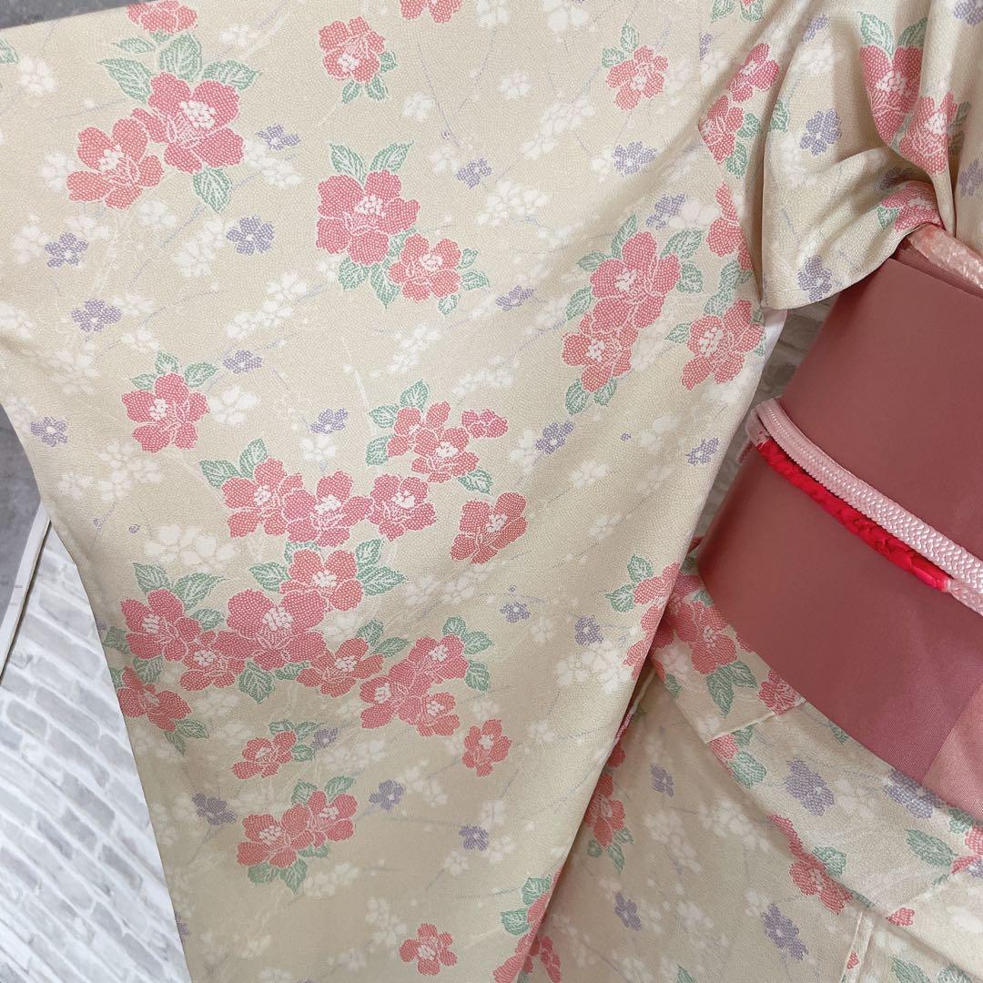 小紋　フルセット　椿　お出掛け　お散歩　普段着　着物　H5