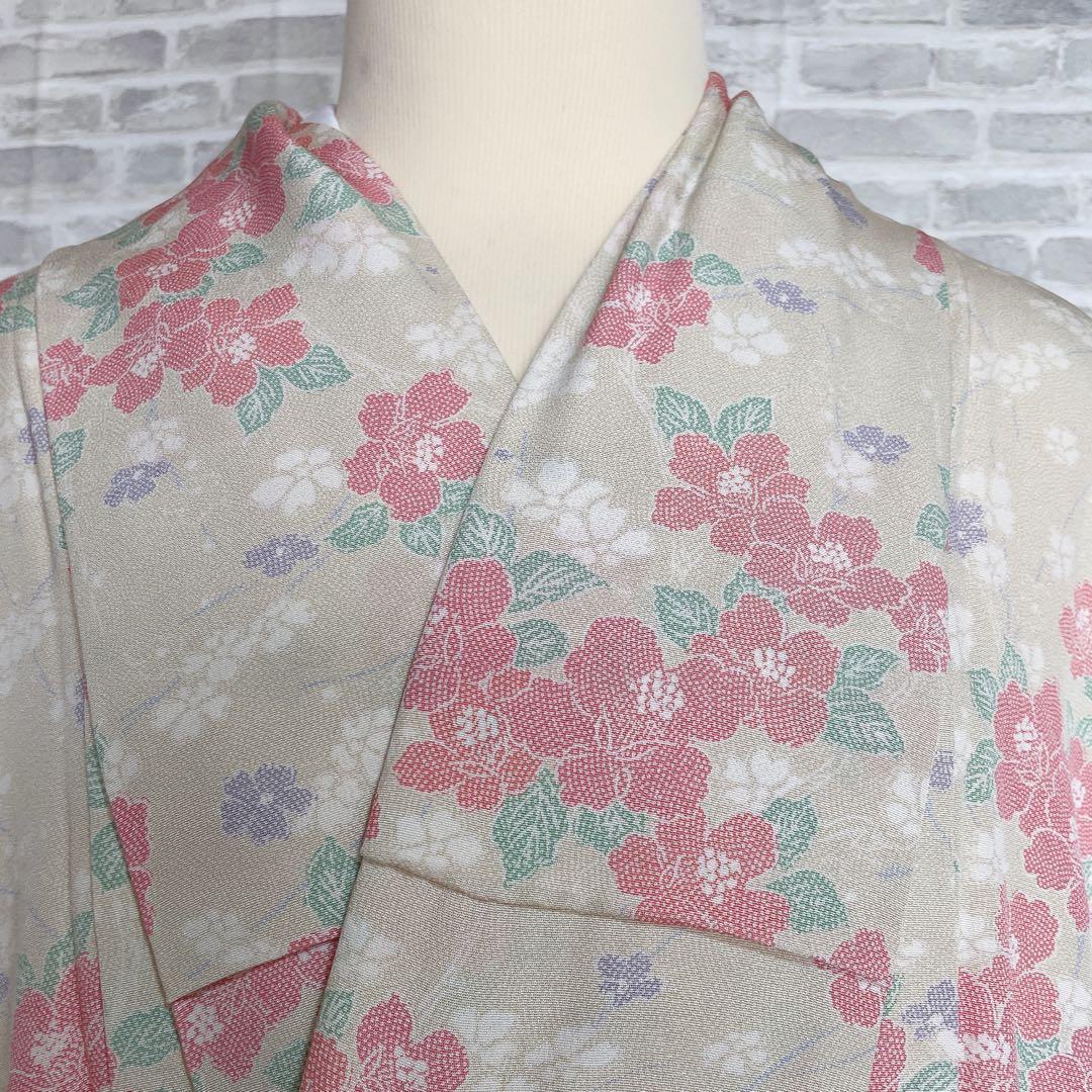 小紋　フルセット　椿　お出掛け　お散歩　普段着　着物　H5