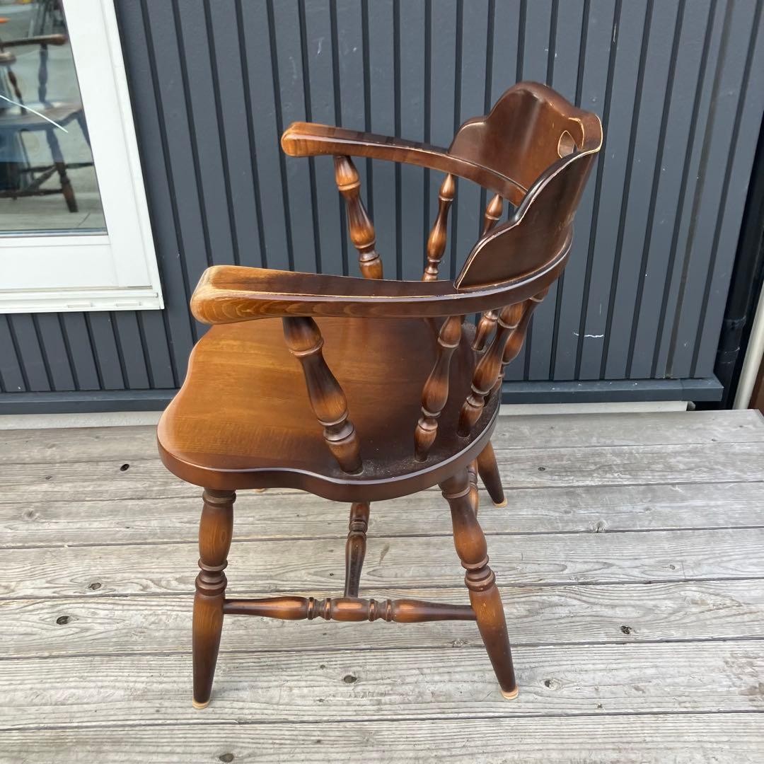 ① ヴィンテージ 飛騨産業 キツツキ 木製椅子 ウインザーチェア アームチェア