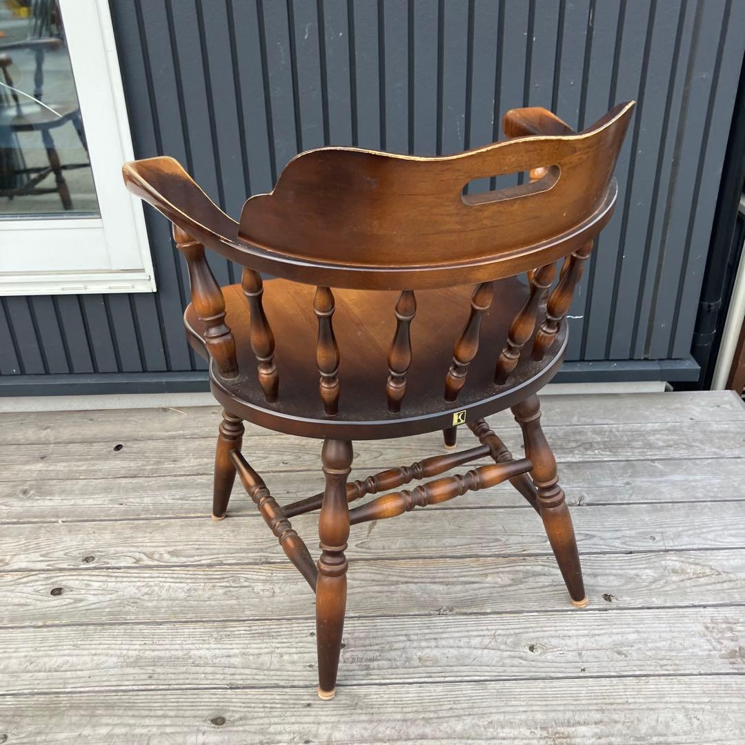 ① ヴィンテージ 飛騨産業 キツツキ 木製椅子 ウインザーチェア アームチェア