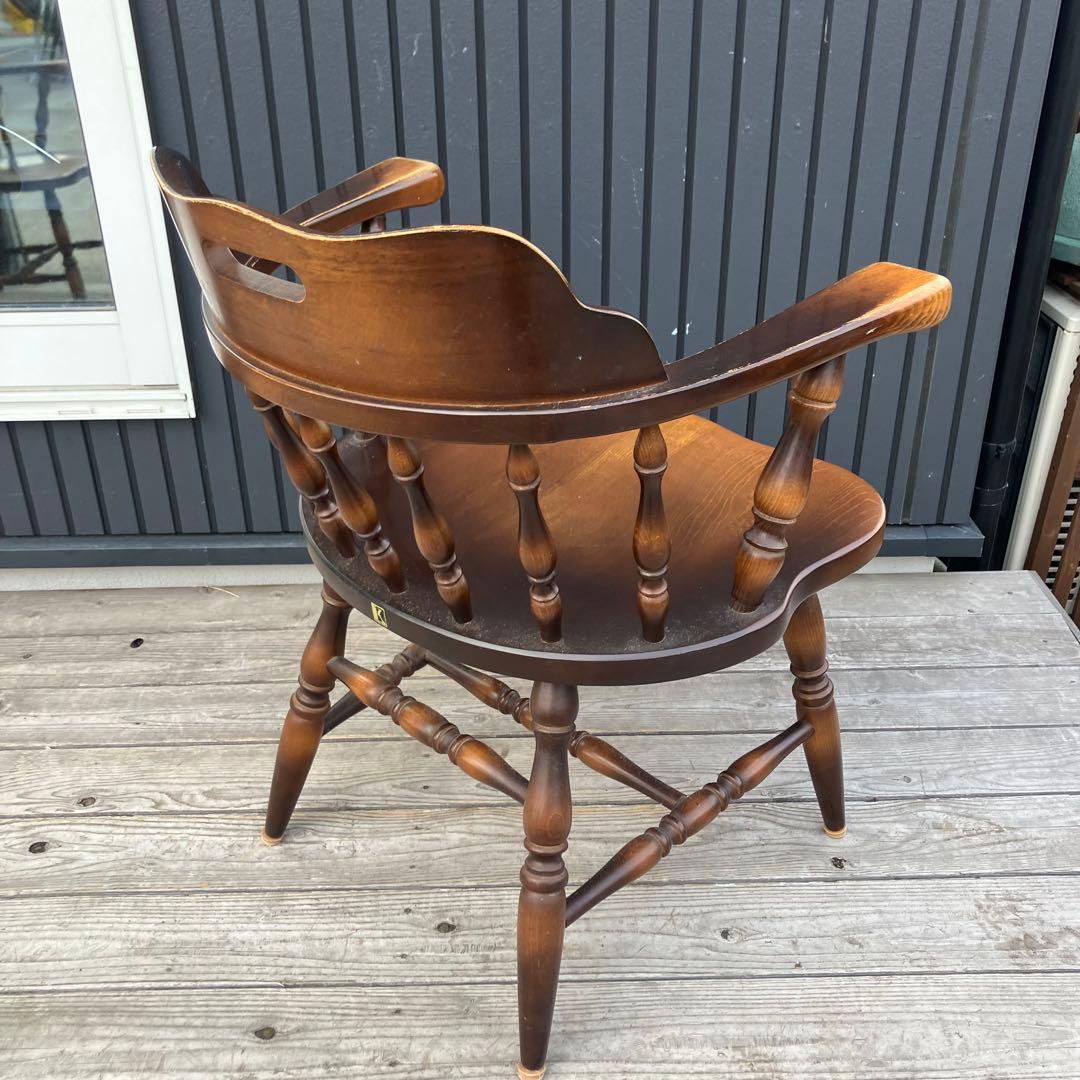 ① ヴィンテージ 飛騨産業 キツツキ 木製椅子 ウインザーチェア アームチェア