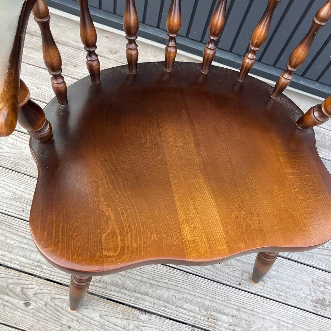 ① ヴィンテージ 飛騨産業 キツツキ 木製椅子 ウインザーチェア アームチェア