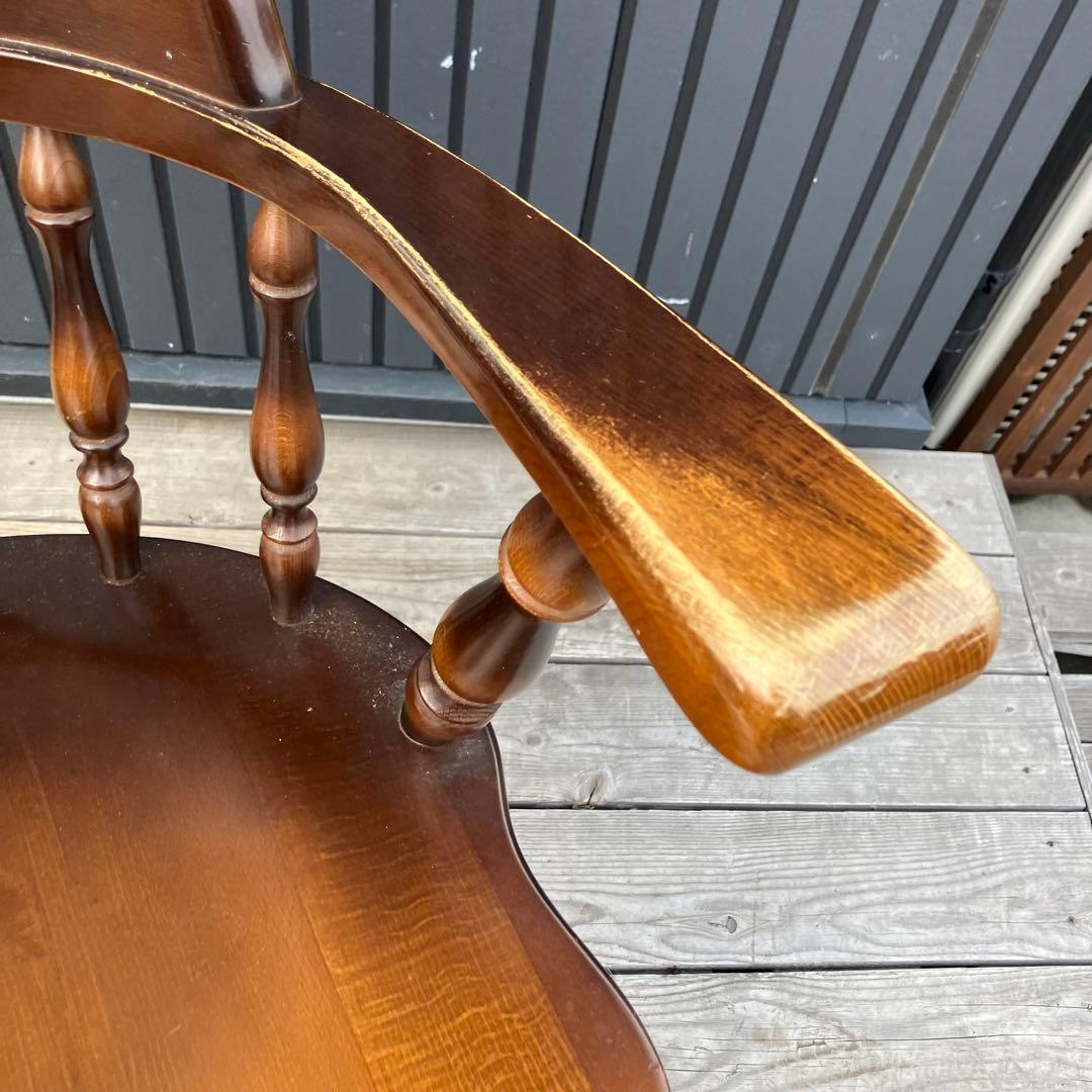 ① ヴィンテージ 飛騨産業 キツツキ 木製椅子 ウインザーチェア アームチェア