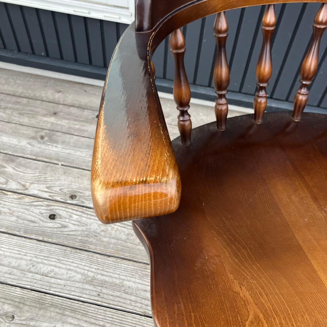 ① ヴィンテージ 飛騨産業 キツツキ 木製椅子 ウインザーチェア アームチェア