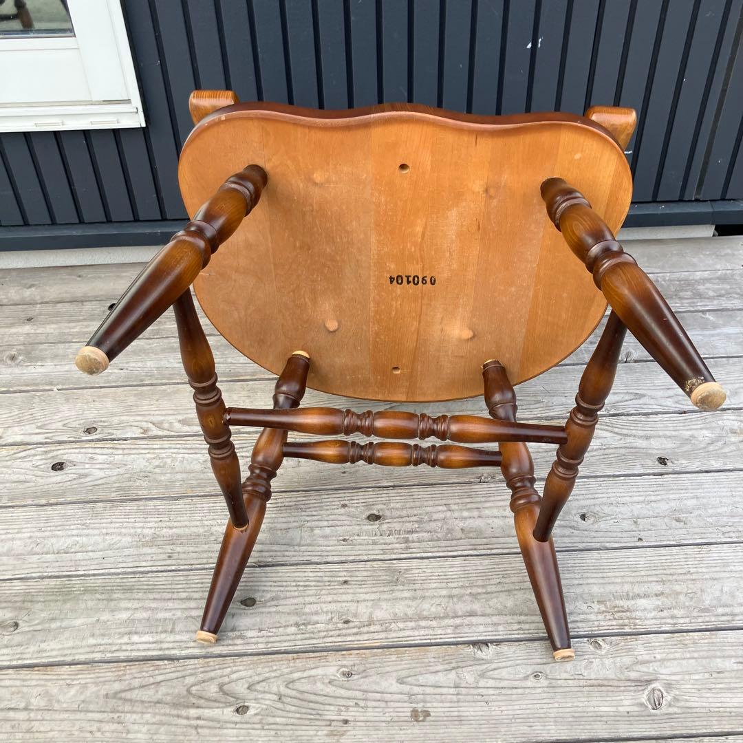 ① ヴィンテージ 飛騨産業 キツツキ 木製椅子 ウインザーチェア アームチェア