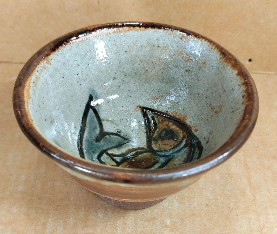 【本物保証】金城次郎 壷屋焼ぐい呑 共箱 栞 人間国宝 壺屋焼 上等桐箱 美品