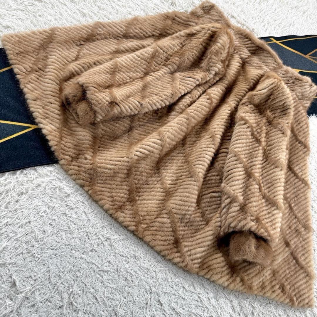 総丈88㎝ パステルミンク ファーコート リアルファー 本毛皮 XL AA071