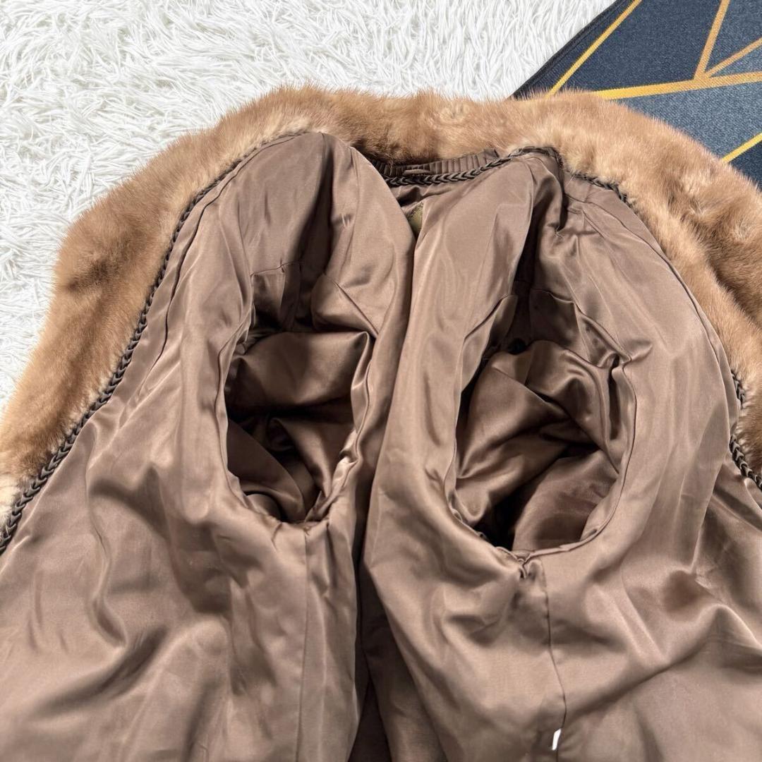 総丈88㎝ パステルミンク ファーコート リアルファー 本毛皮 XL AA071