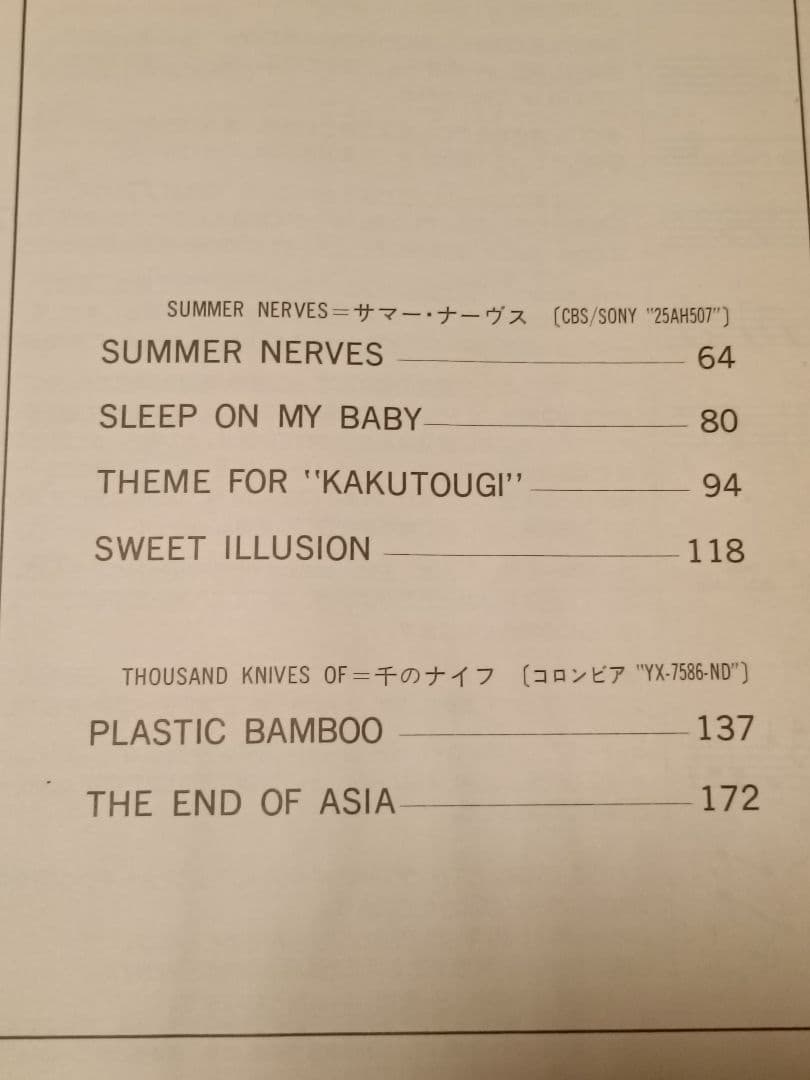 【極レア】坂本龍一 「ベスト11 」バンドスコア　譜面