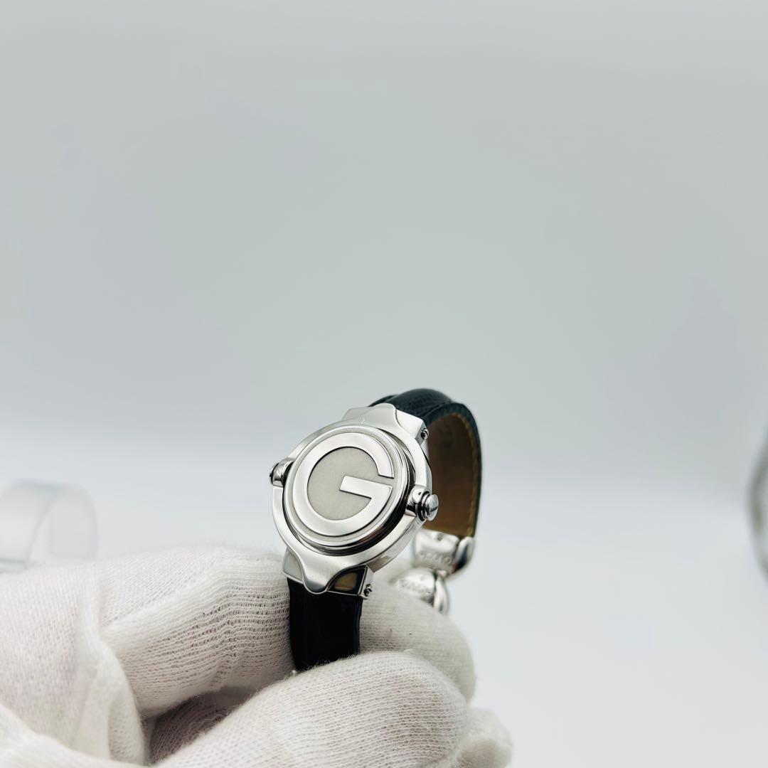 美品 グッチ ターンフェイス 6600L 黒文字盤 新品電池 純正ベルト