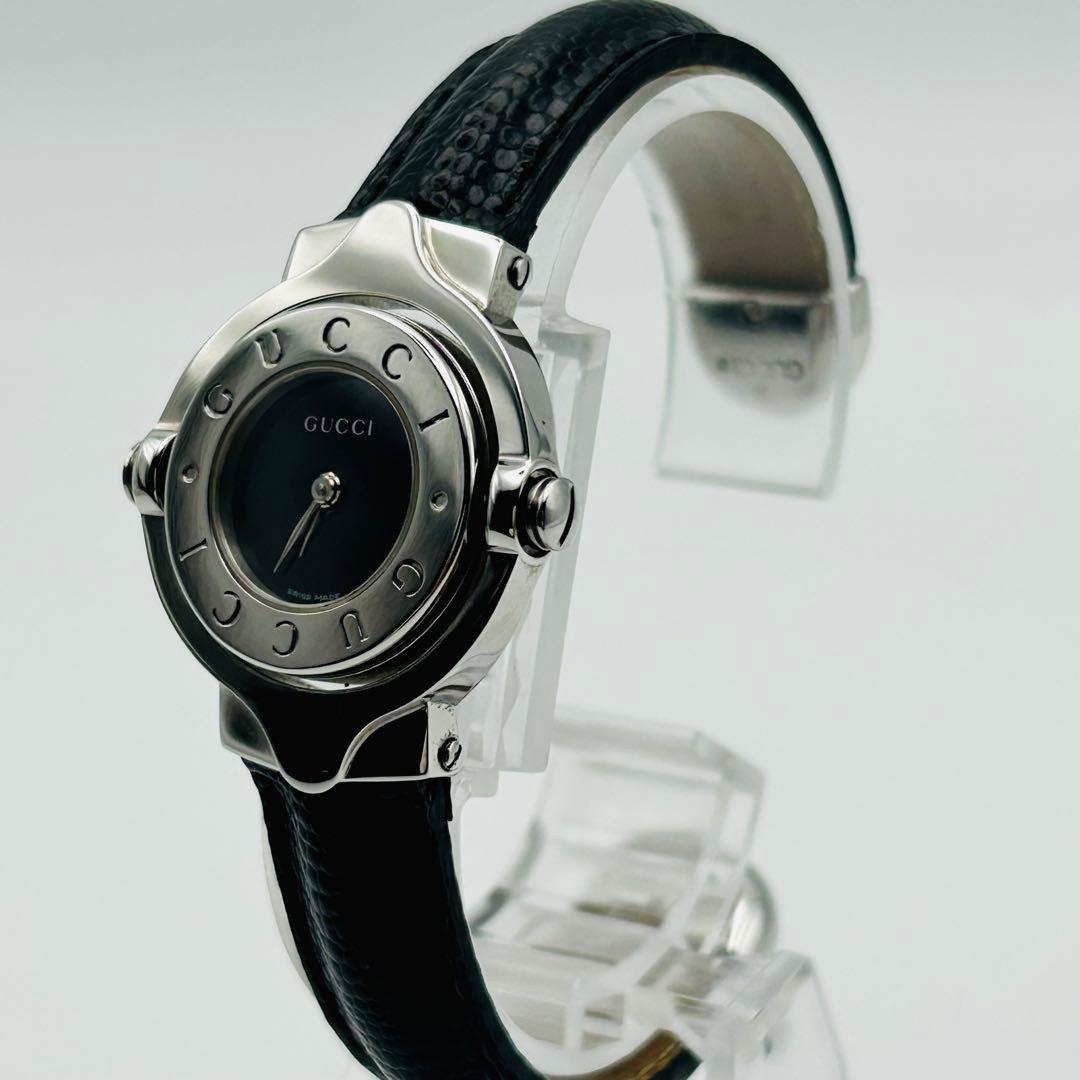 美品 グッチ ターンフェイス 6600L 黒文字盤 新品電池 純正ベルト