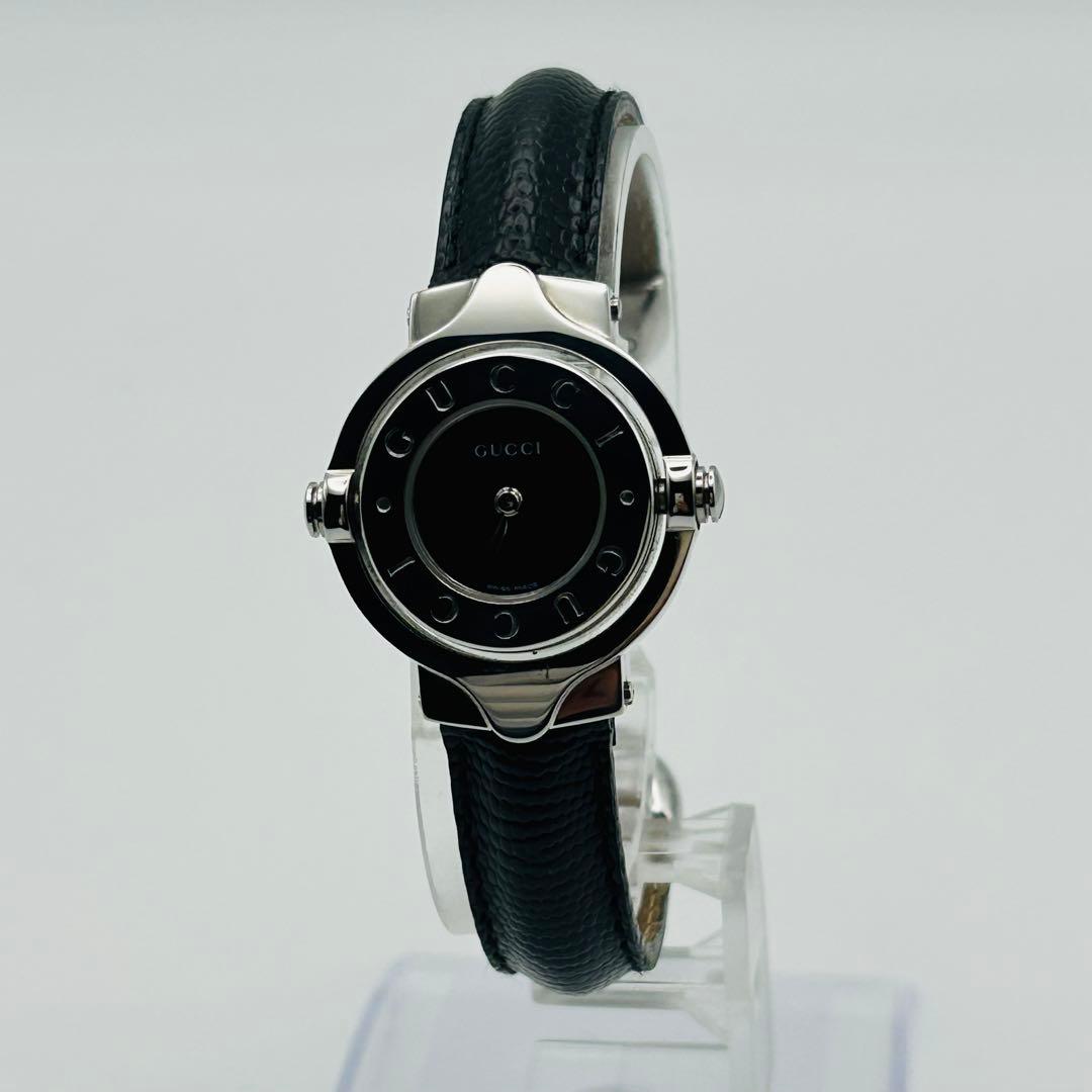 美品 グッチ ターンフェイス 6600L 黒文字盤 新品電池 純正ベルト