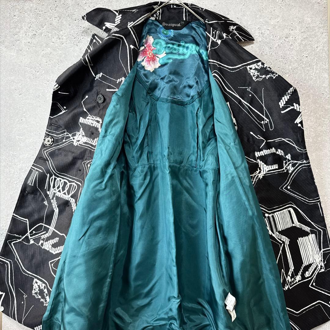 デジグアル コート 38 デザインアート 刺繍 花柄 カラフル 顔 腰紐
