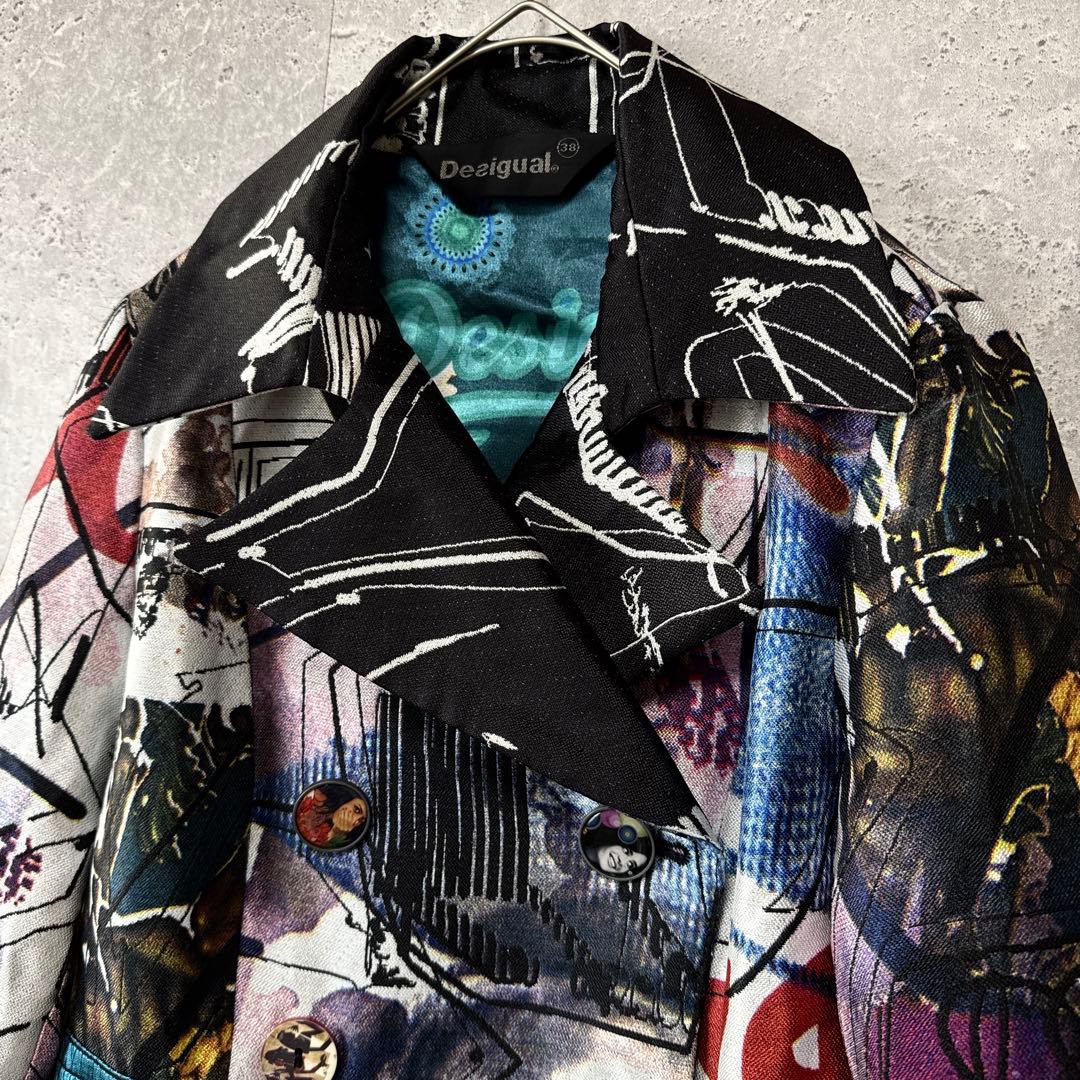 デジグアル コート 38 デザインアート 刺繍 花柄 カラフル 顔 腰紐