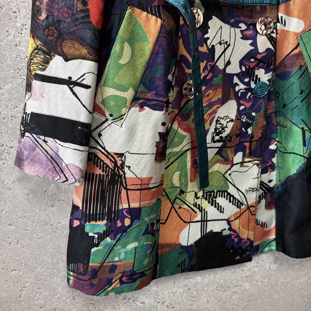 デジグアル コート 38 デザインアート 刺繍 花柄 カラフル 顔 腰紐