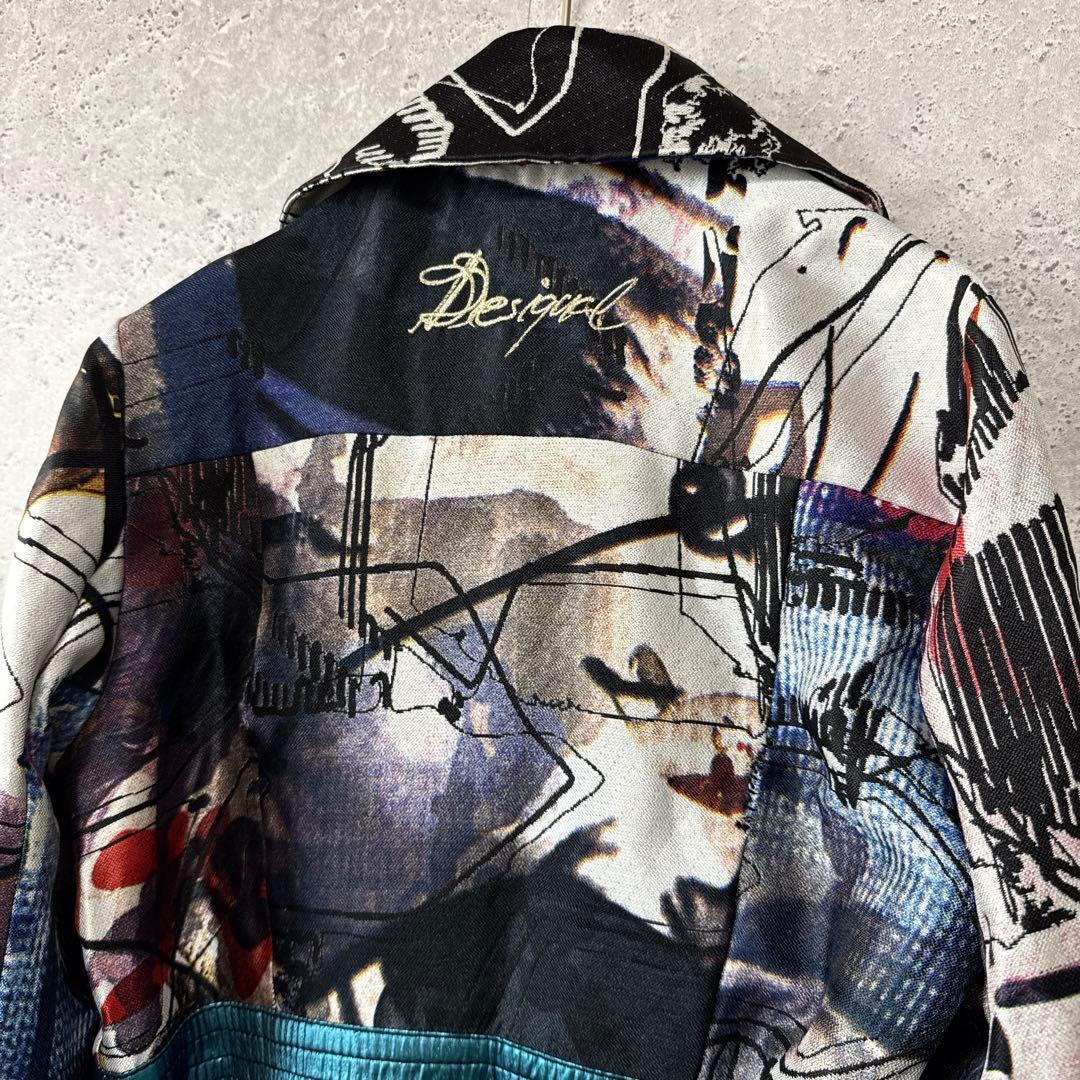 デジグアル コート 38 デザインアート 刺繍 花柄 カラフル 顔 腰紐