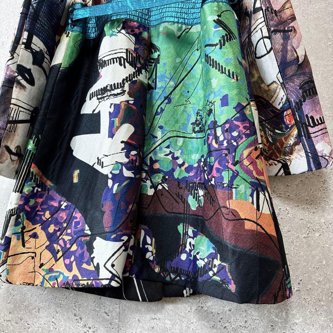 デジグアル コート 38 デザインアート 刺繍 花柄 カラフル 顔 腰紐