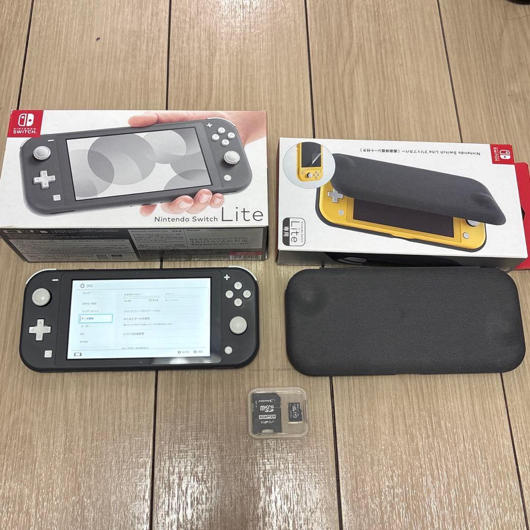 Nintendo Switch Lite グレー ケース・64GSDカード付き