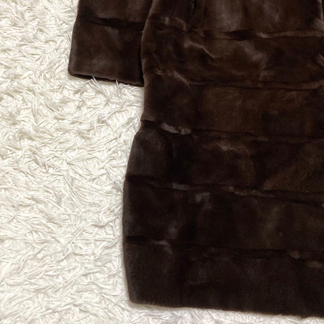 美品✨シェアードミンク　ファーロングコート　105cm ティアード　リアルファー