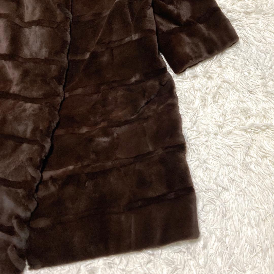 美品✨シェアードミンク　ファーロングコート　105cm ティアード　リアルファー