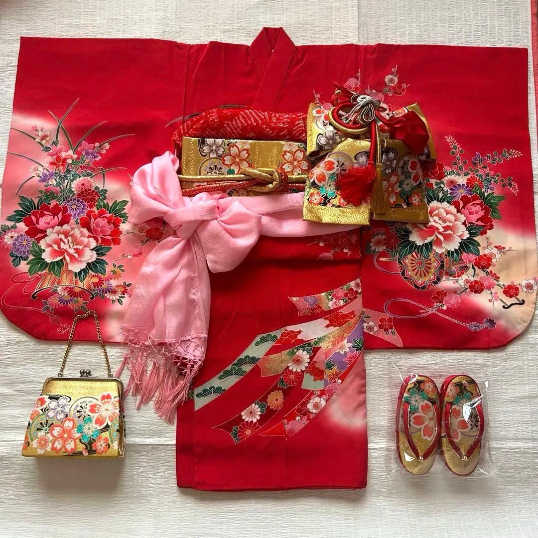 七五三 三歳 着物セット 作り帯 753 女の子 子供着物 箱迫 3歳 草履