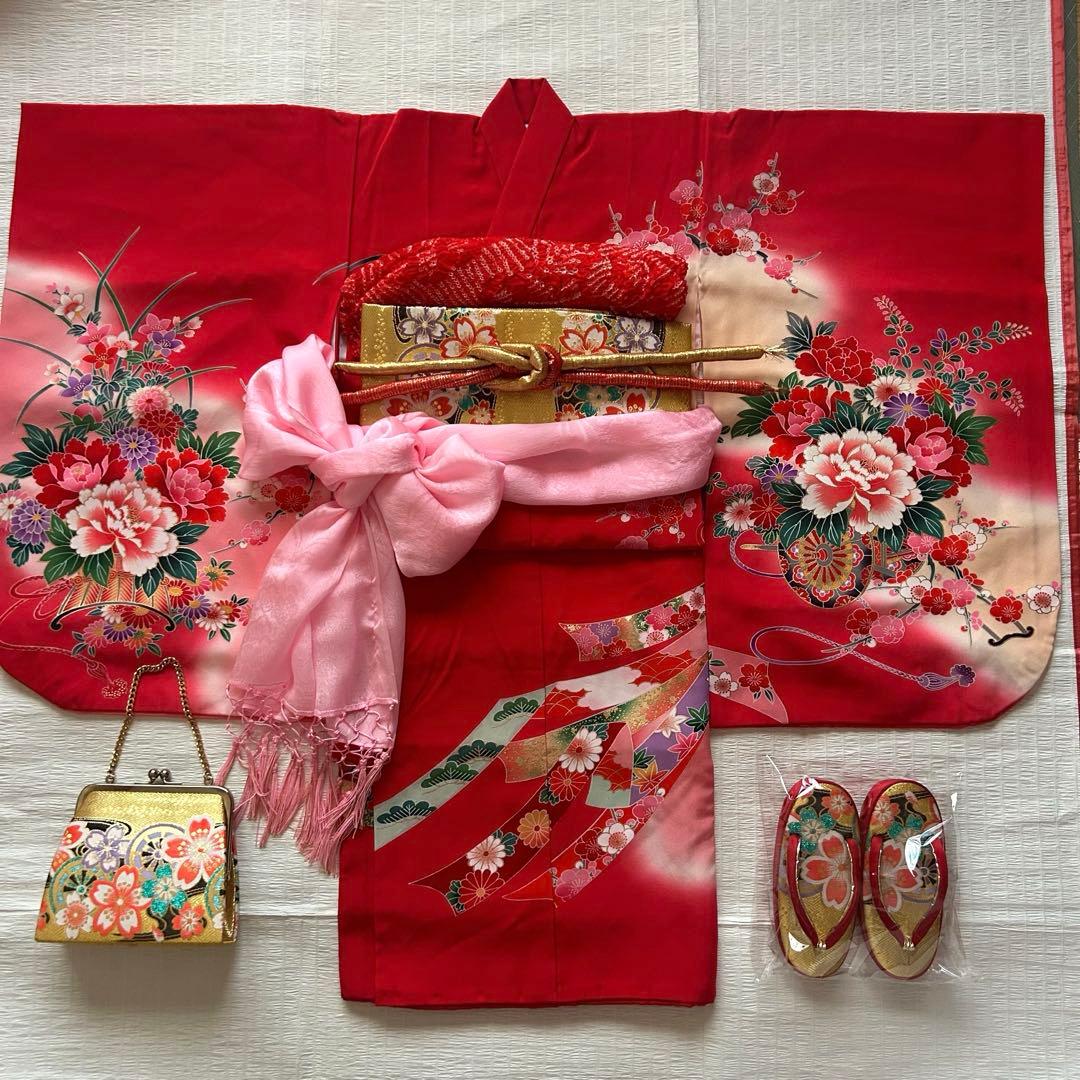 七五三 三歳 着物セット 作り帯 753 女の子 子供着物 箱迫 3歳 草履