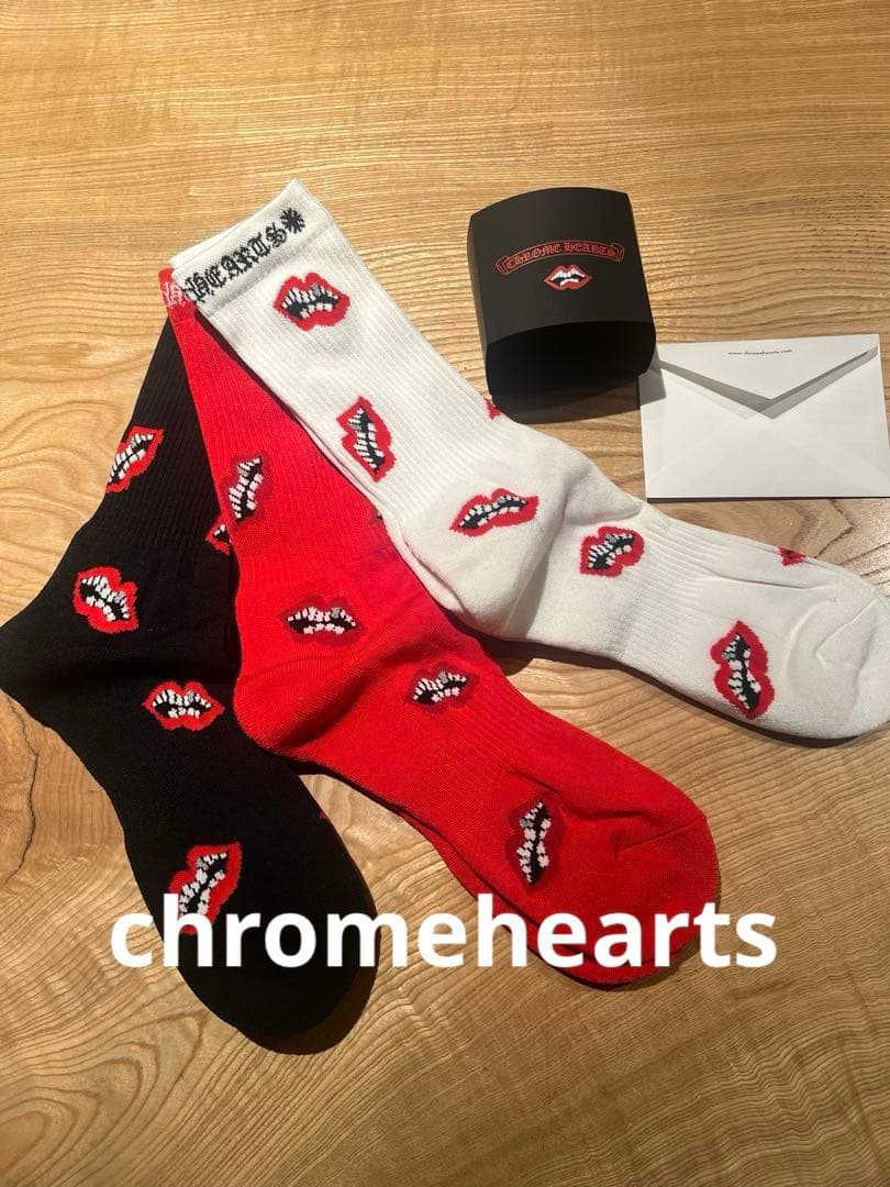 chromehearts ソックス　レッド ブラック ホワイト マッティボーイL