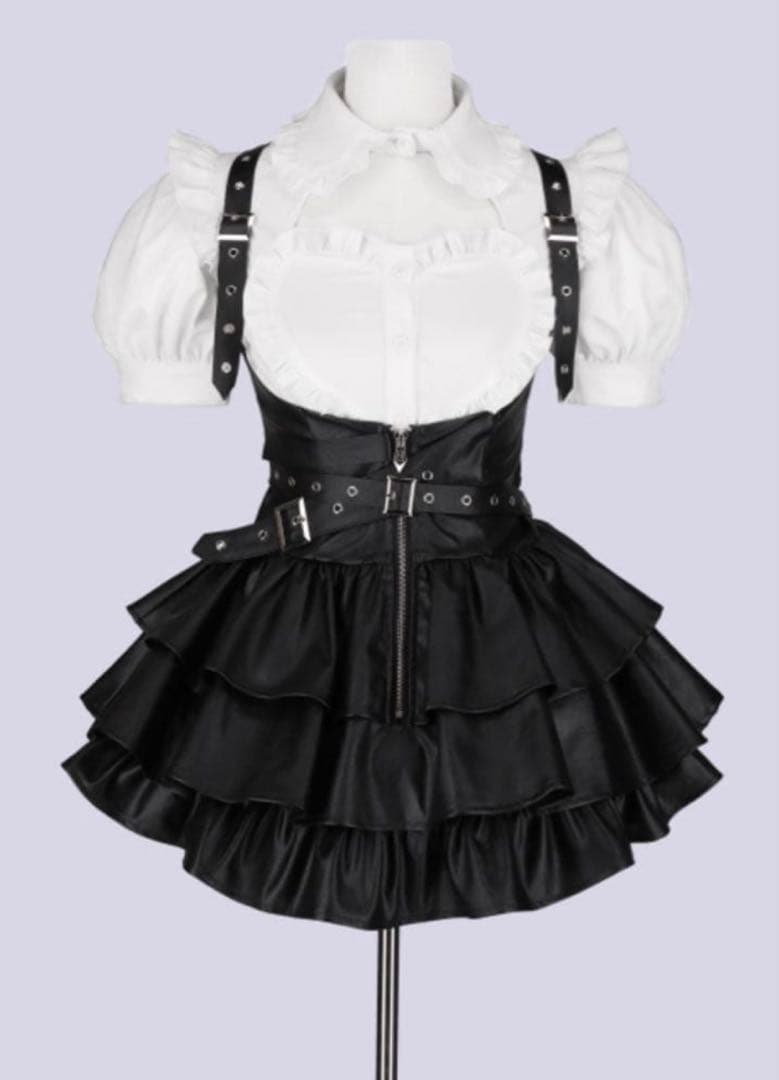 ワンピース IMVAL / Frill Leather Dress [BLK] QOOZA