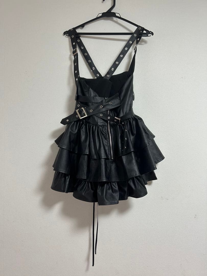 ワンピース IMVAL / Frill Leather Dress [BLK] QOOZA
