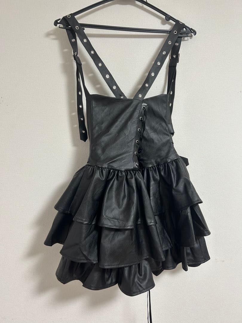 ワンピース IMVAL / Frill Leather Dress [BLK] QOOZA