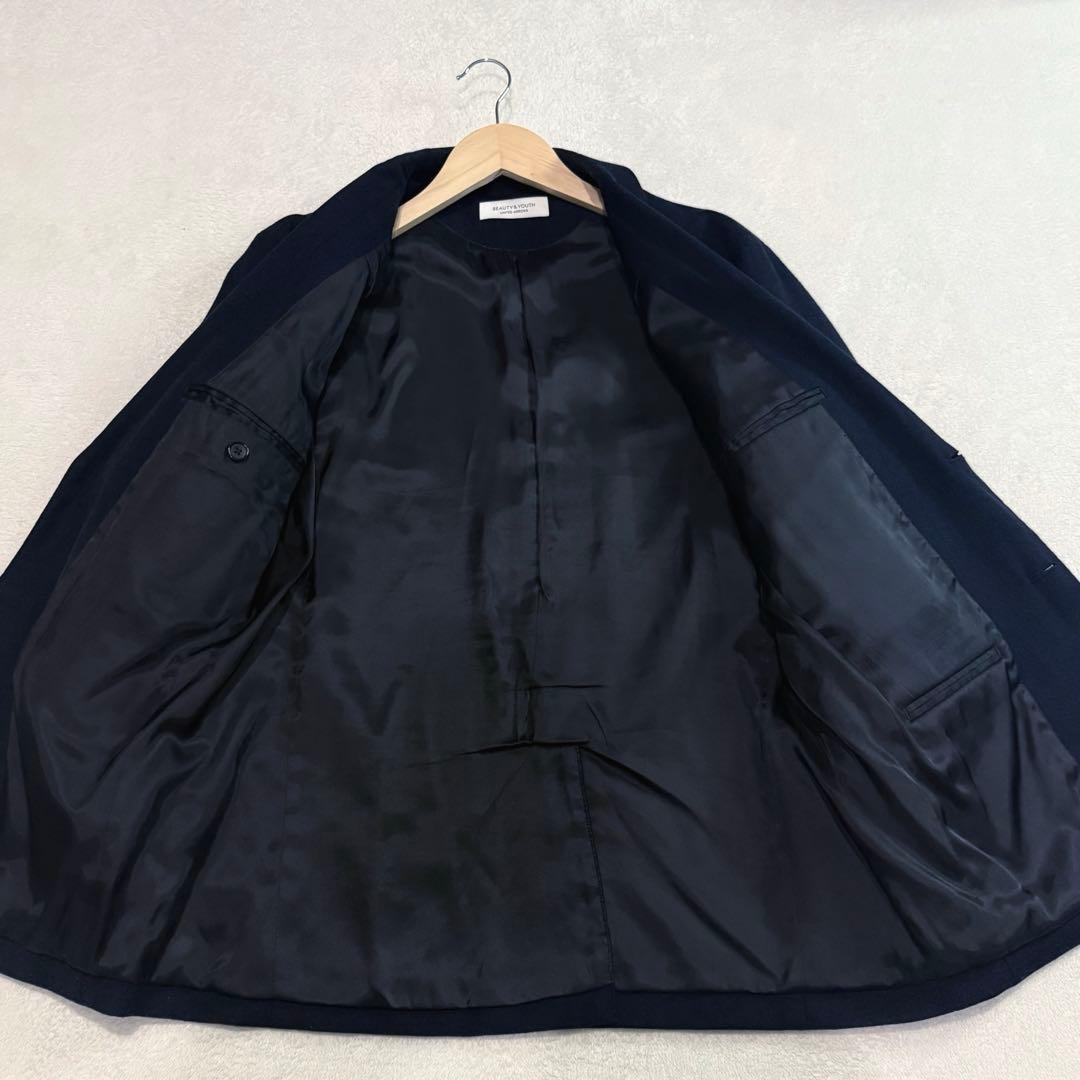 ビューティアンドユース　サキソニー　セットアップ　ネイビー　ヘリンボーン　L