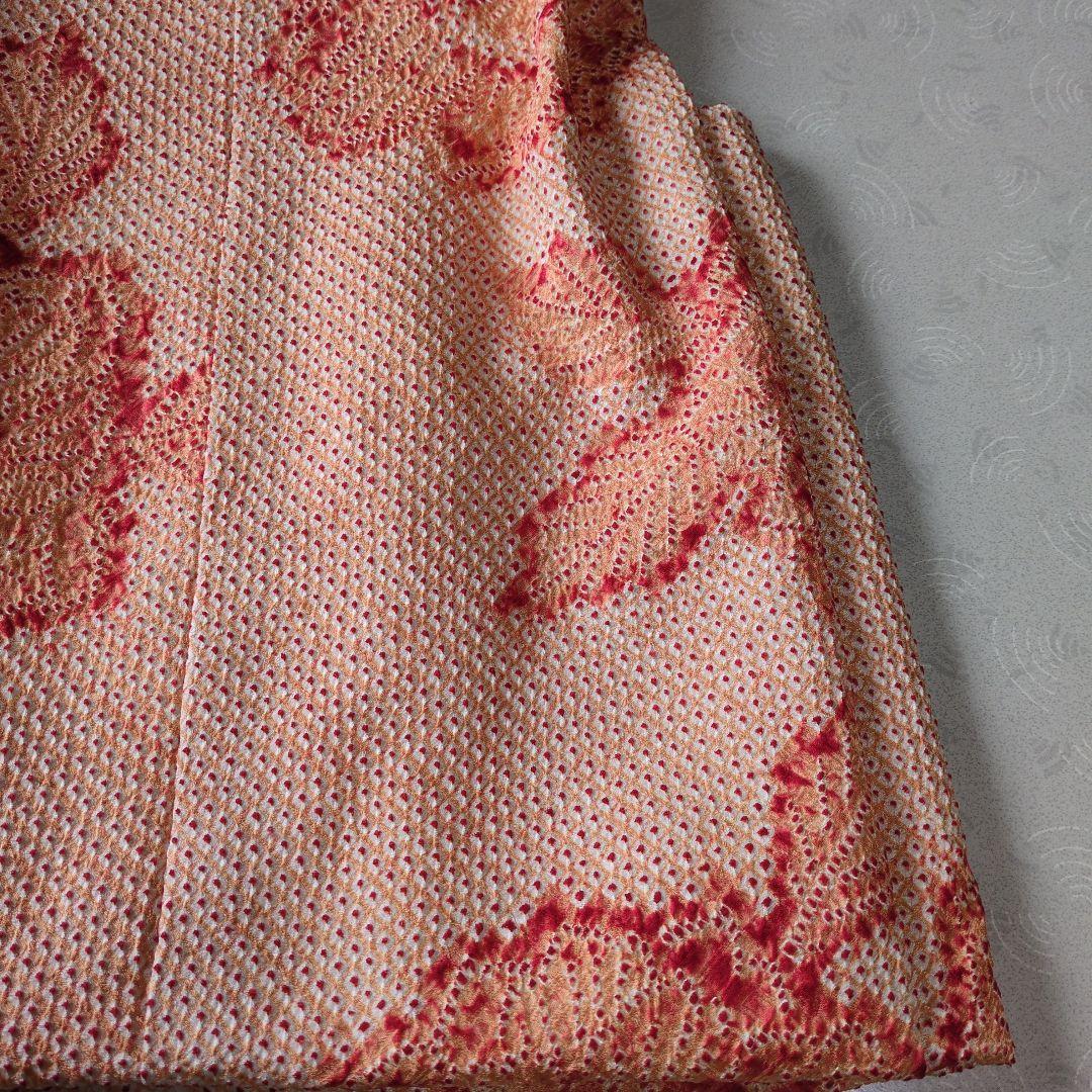 七五三３歳正絹総絞り手縫いの被布と巾着(中綿無し）