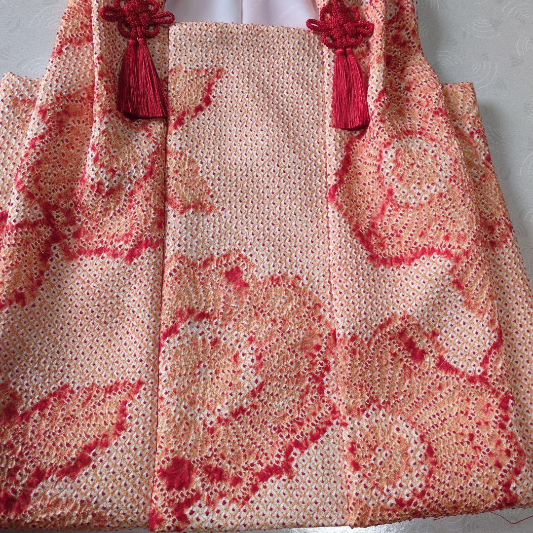 七五三３歳正絹総絞り手縫いの被布と巾着(中綿無し）