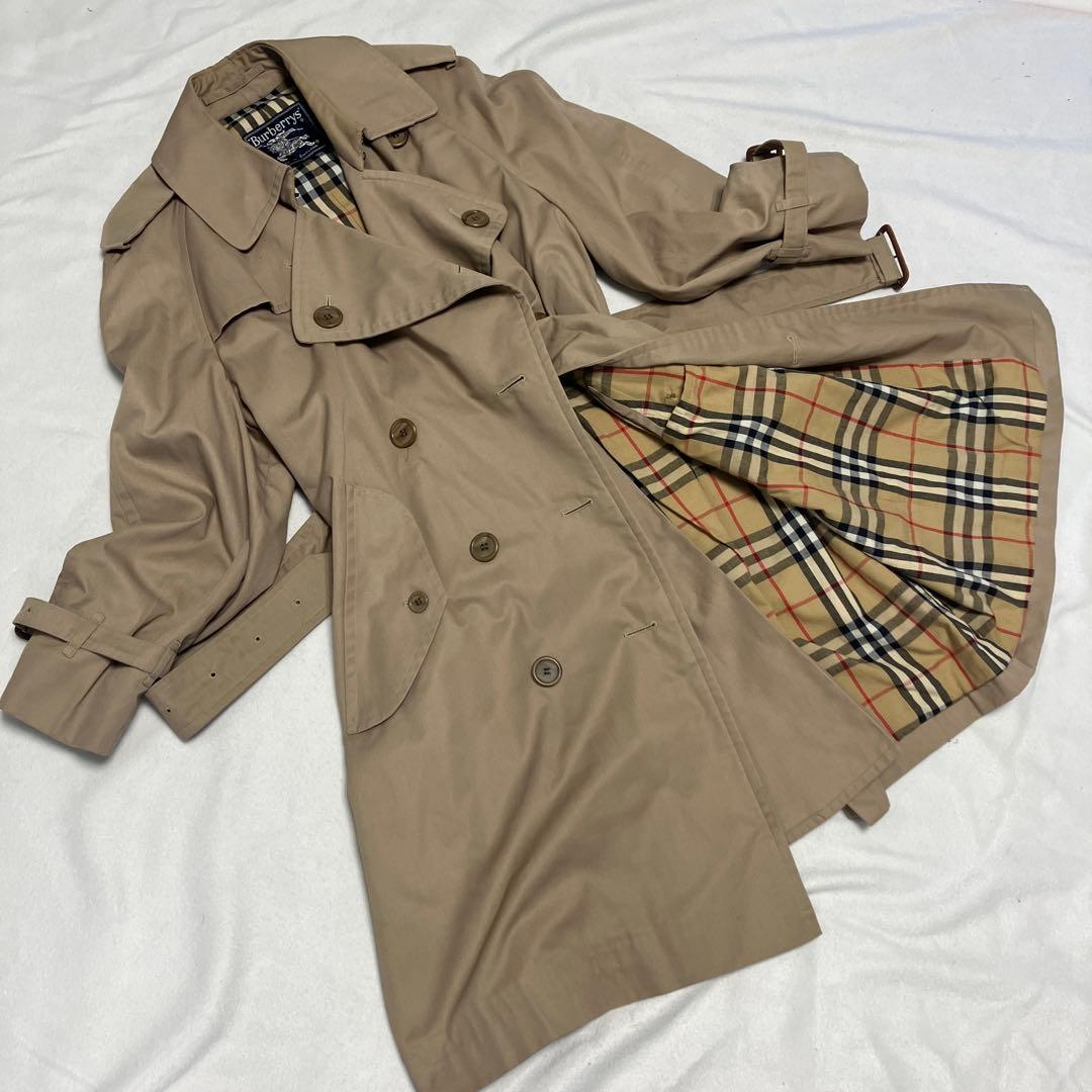バーバリー チェック裏地 ベージュ トレンチコート ベルト付