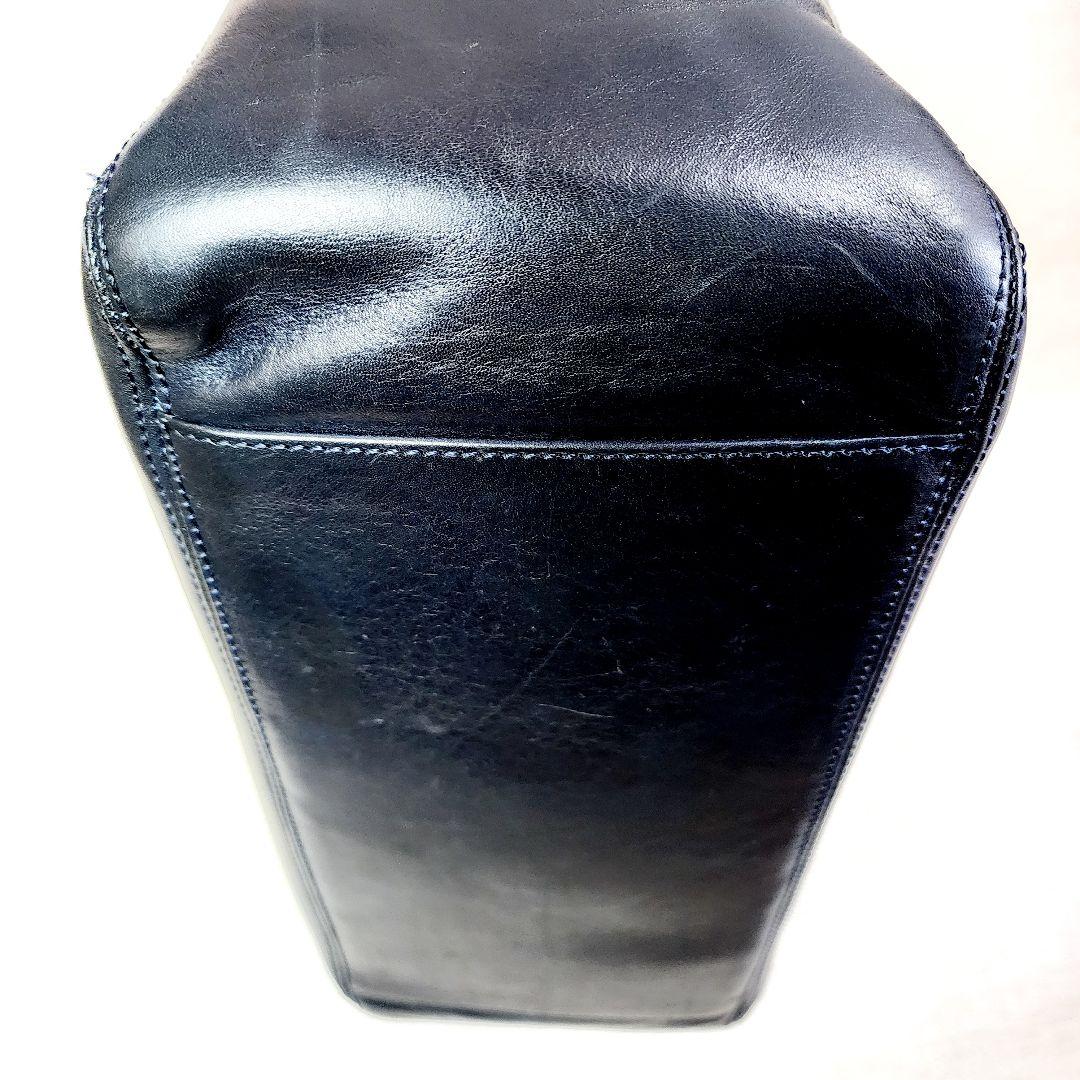 【美品】ヒロフ トートバッグ サイドポケット 肩掛け 自立　A4 スクエア型　黒