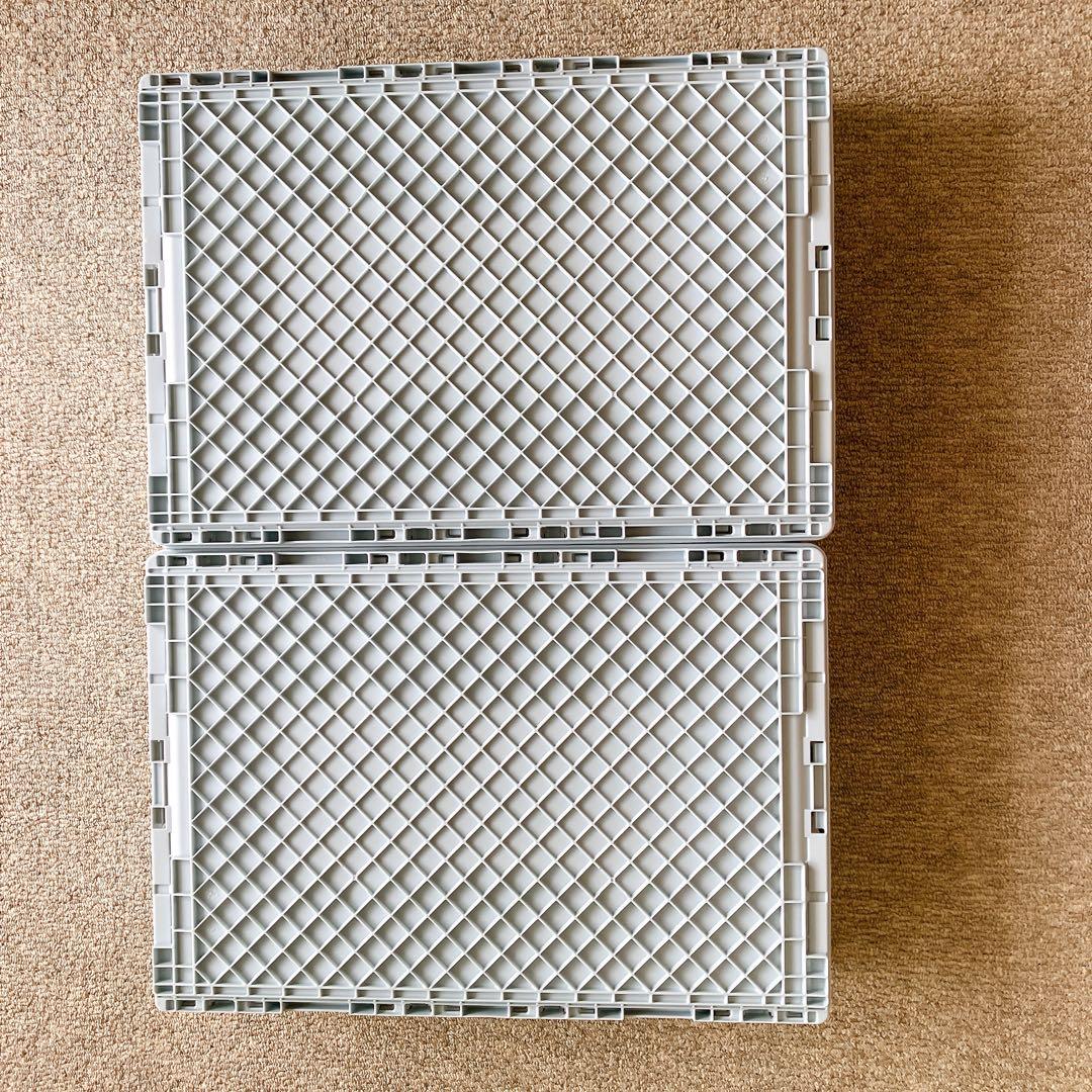 リス　折りたたみコンテナ4点セット　フロントオープン　ライトブルー　収納ボックス