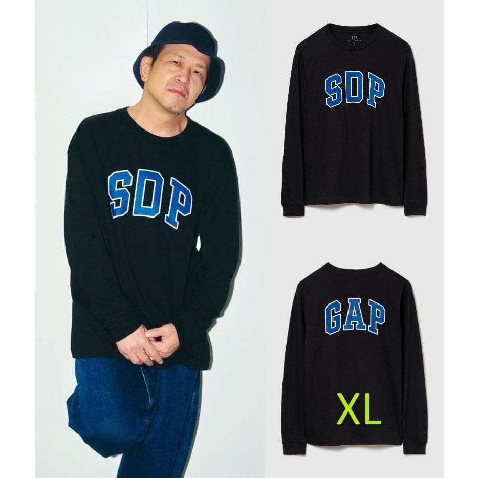 GAP x スチャダラパー アーチロゴ ロングスリーブTシャツ ロンT ブラック
