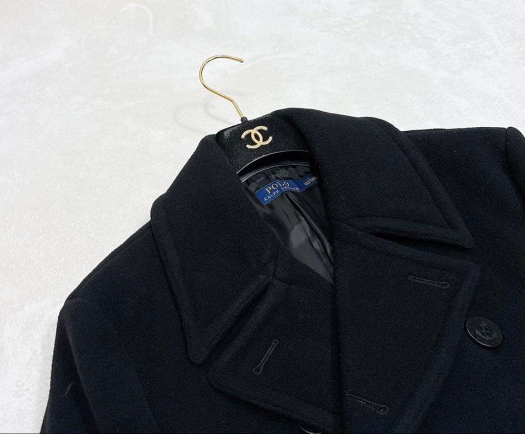 【たか】新品同等　ポロラルフローレン　ピーコート ウール　ブラック　L