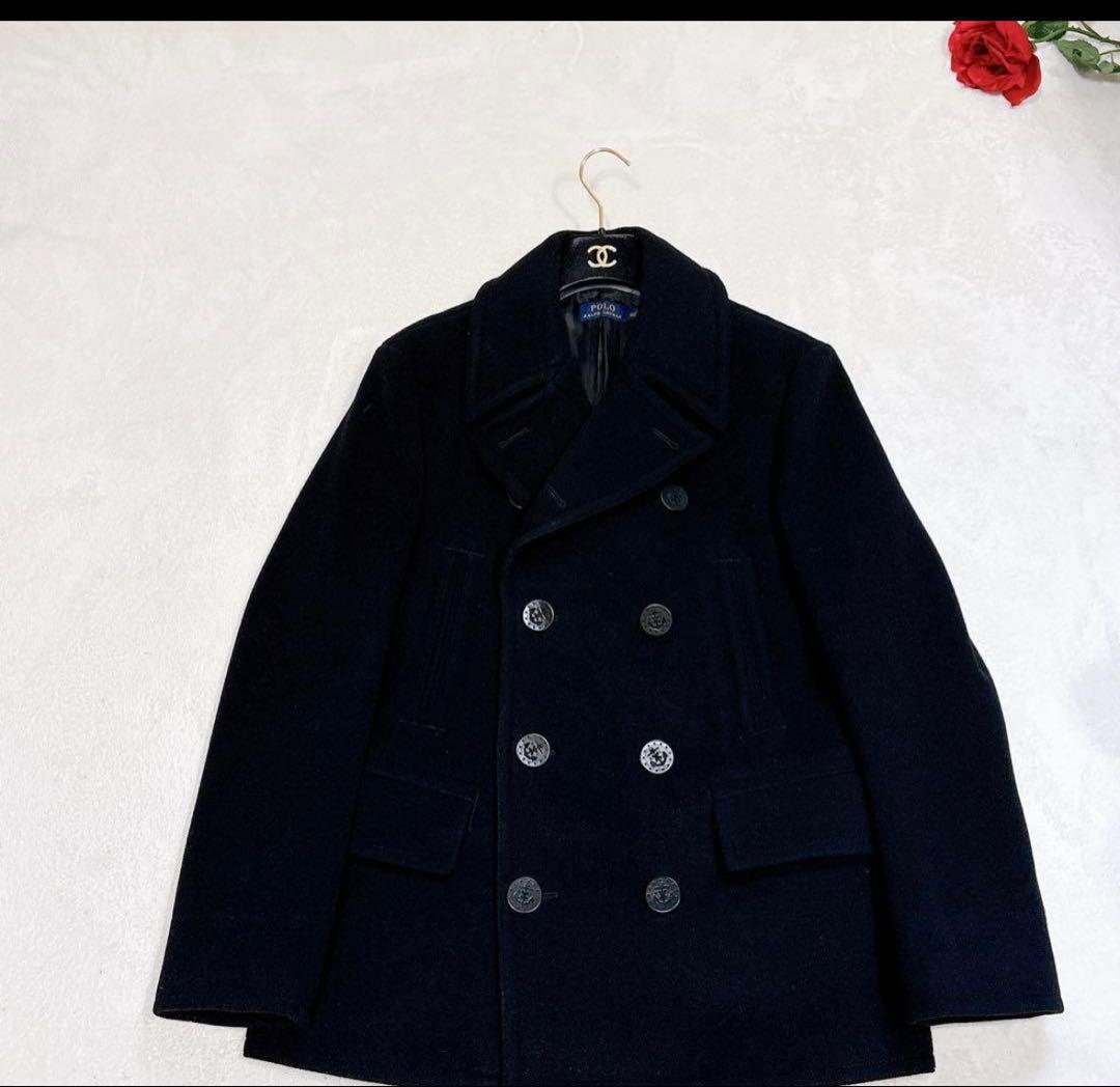 【たか】新品同等　ポロラルフローレン　ピーコート ウール　ブラック　L