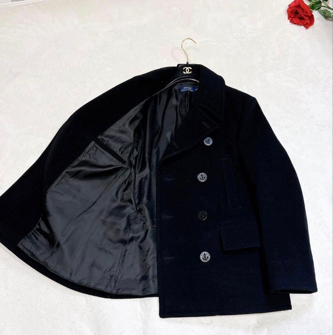 【たか】新品同等　ポロラルフローレン　ピーコート ウール　ブラック　L