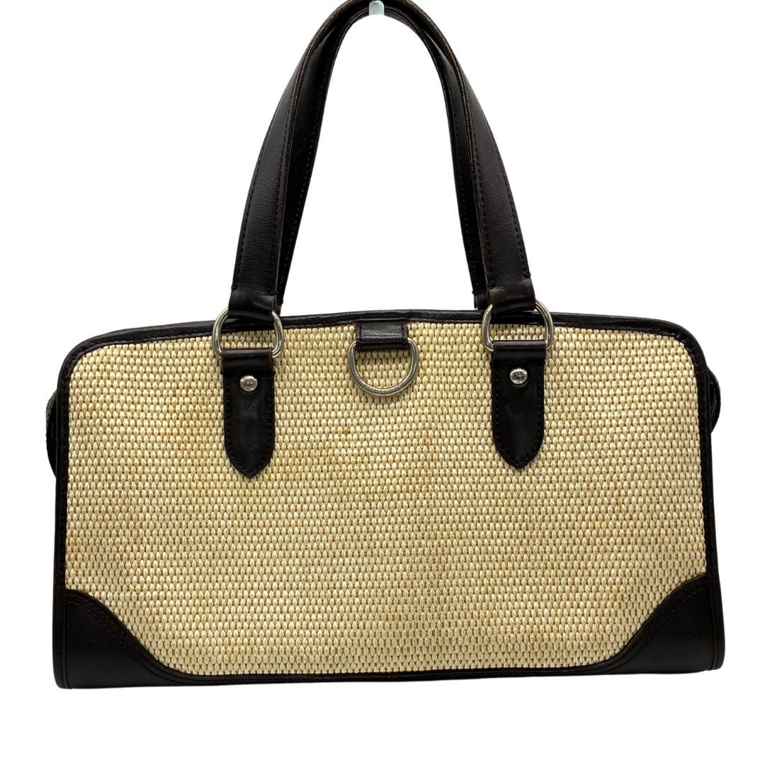 BURBERRY バーバリー レザーハンドル×ラフィア風 トートバッグ