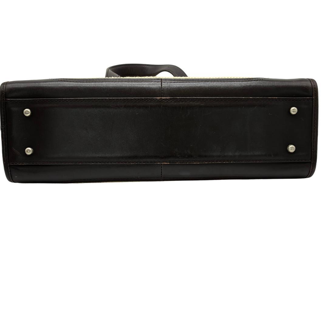 BURBERRY バーバリー レザーハンドル×ラフィア風 トートバッグ