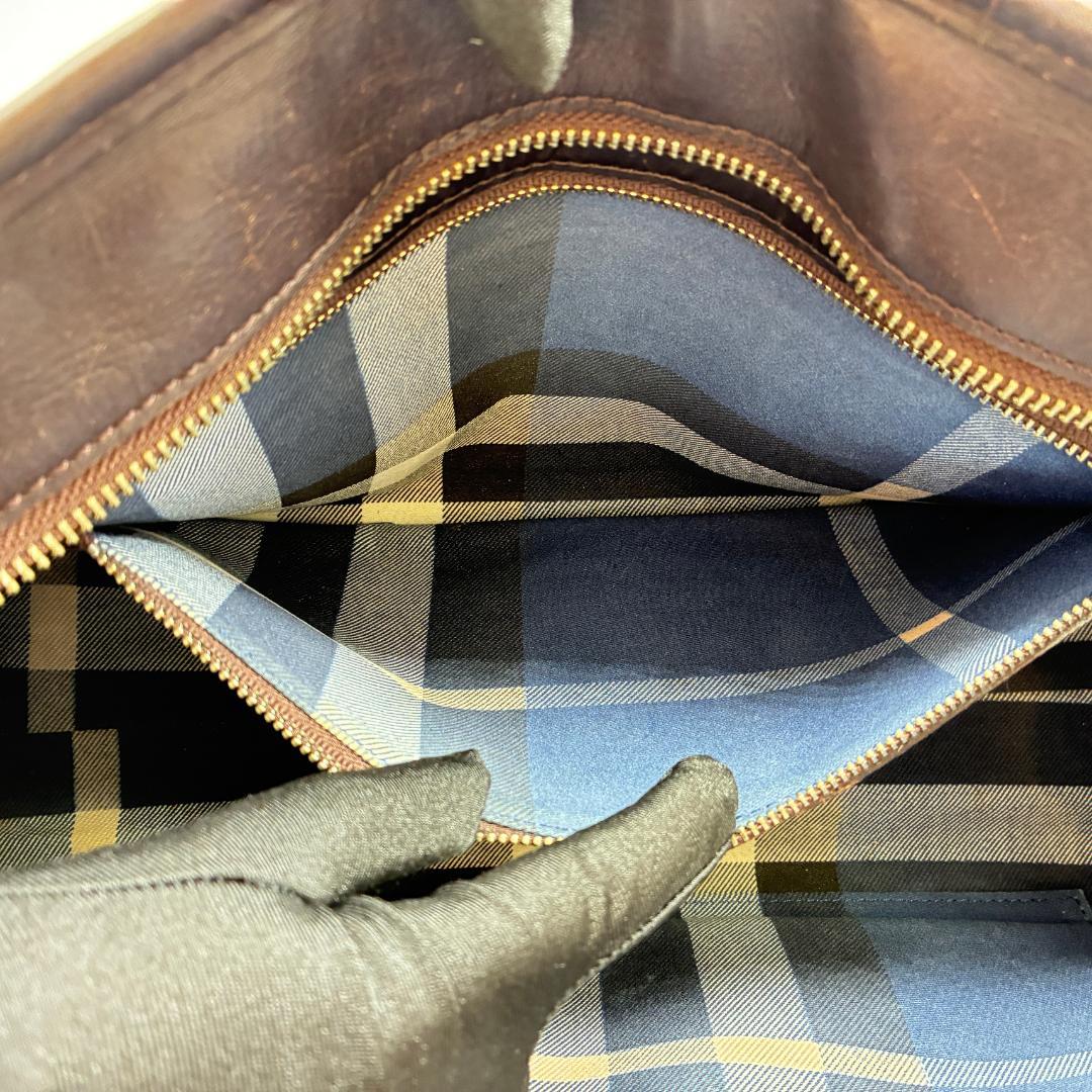 BURBERRY バーバリー レザーハンドル×ラフィア風 トートバッグ