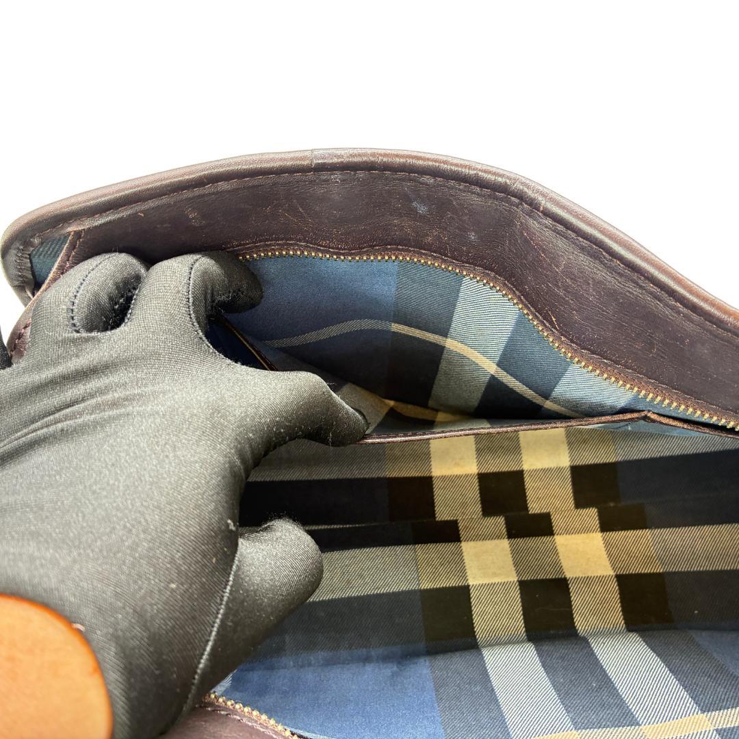 BURBERRY バーバリー レザーハンドル×ラフィア風 トートバッグ