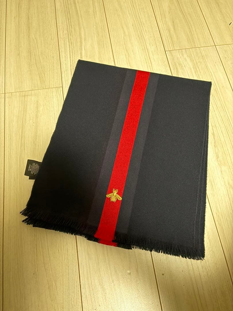 グッチ GUCCI ネイビー レッド ストライプ マフラー